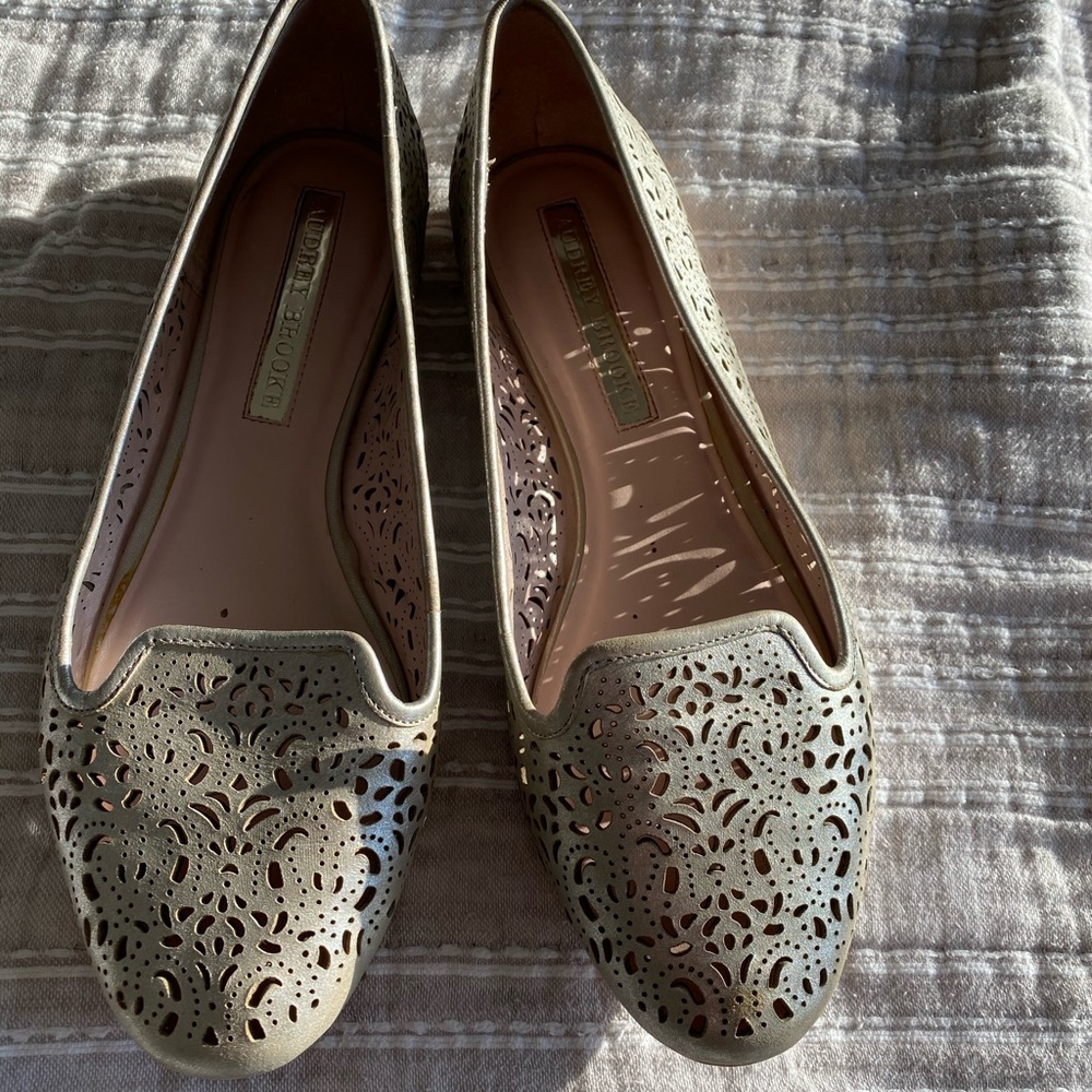Audrey Brooke Genuine Leather Metallic Loafer